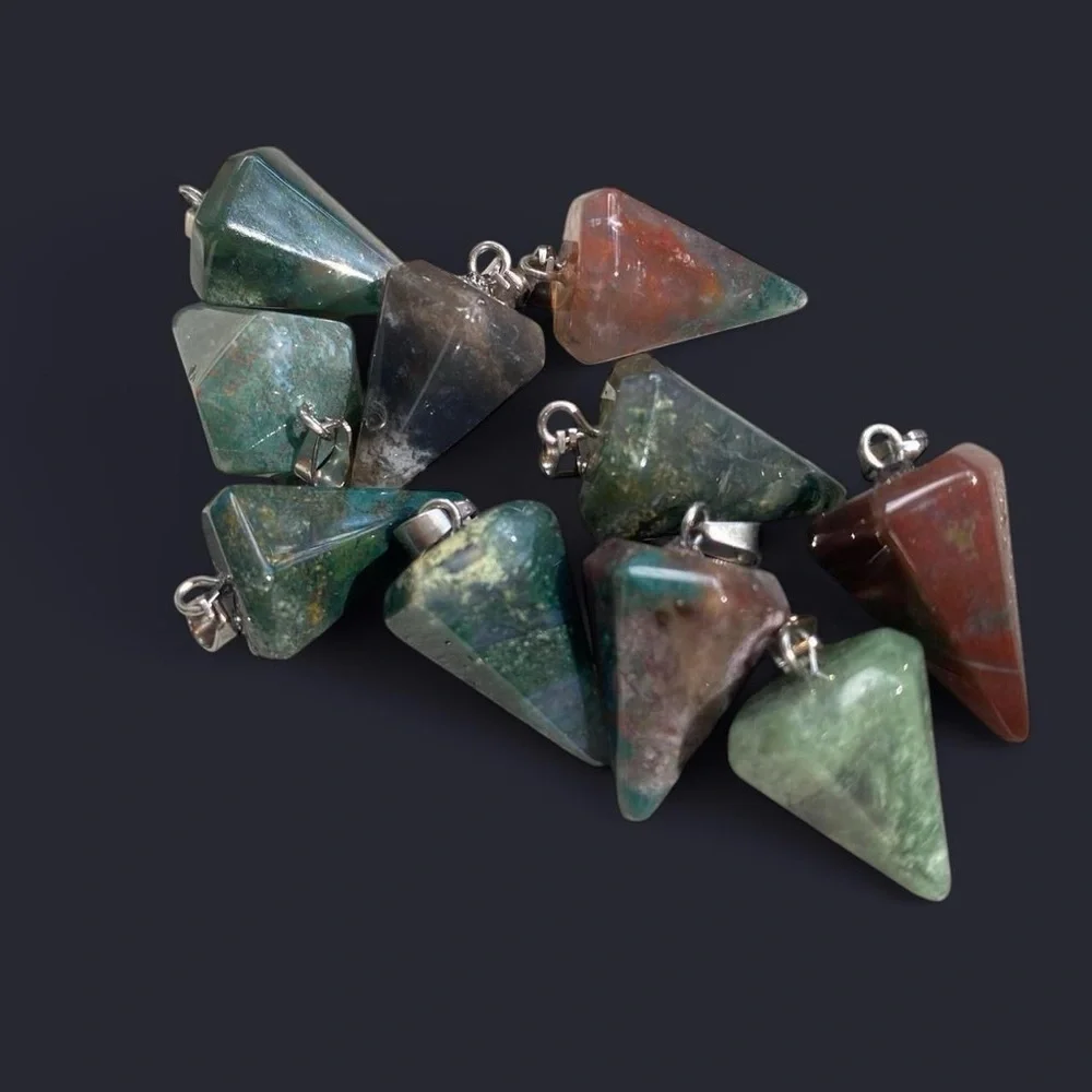 Indian Agate Pyramid Pendant Necklace